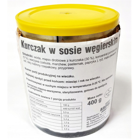 Kurczak w sosie węgierskim gorąca puszka 400g ARPOL